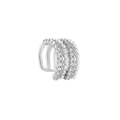 Three-layer ear cuff featuring white pearls and shimmering zircons in a silver finish - Triple Layer Parallel Pearl Rhinestone Style (02 White K) / Silver