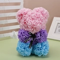 Pink, purple, and blue gradient rose bear with 'Just for you' ribbon decoration - 23CM Naked Bear (Without Box) / Blue Purple Pink