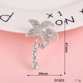 Silver coconut tree brooch with sparkling rhinestones, 41mm x 39mm DIY accessory - D1023 White Coconut Tree