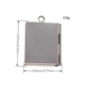 Silver book locket pendant in 316L stainless steel with 23mm by 19mm dimensions - Square Style E Blank 23*19mm