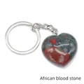 African blood stone heart keychain with natural red and green mineral textures - African Blood Stone