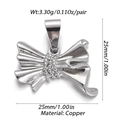 Silver bow pendant in copper for DIY jewelry making 25mm 3.3g necklace charm - YSN007-14 Silver Symmetrical Bow