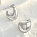 Minimalist silver teardrop earrings with a smooth polished finish in punk vintage style - Silver Thickened 3D Shape (WG-0161)