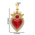 Colgante de corazón alado chapado en oro con esmalte rojo y cristales, 22,5 mm - Colgante Sagrado Corazón Rojo (12.5*22.5mm)