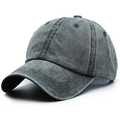 Gorra de béisbol de algodón gris lavado con estructura retro de seis paneles de estilo - Ajustable / Negro