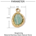 Detailed size parameters of 7mm by 11mm natural stone pendant in gold stainless steel - VG840-Gold Oval Cyan Stone (Pack of 3)