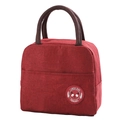 Sac à déjeuner isotherme rouge portable en tissu Oxford avec logo panda mignon - Tissu Oxford 300D / Bordeaux