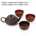 Brown clay teapot and three teacup set with matte finish for cake decoration - Plastic Tea Set