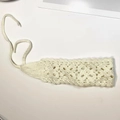 Handmade crochet floral headband in cream white featuring hollow knit patterns - White Solid