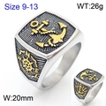 Vintage men's anchor ring with gold compass and nautical elements in stainless steel - US 9 / Two-tone Gold Silver (KR108362-MZOZ)