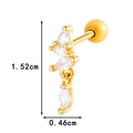 Golden titanium steel stud earring with marquise cubic zirconia and screw-back closure - Four Marquise Stones Style (0189-3#金)