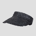 Detailed view of black wheat straw visor featuring unique hand-woven scale patterns - One Size / Black