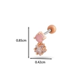 Clou d'oreille en or rose avec pierre ronde rose et cristal transparent en étoile - Style Étoile Pierre Rose (7# Or Rose)