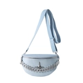 Borsa a tracolla a mezzaluna celeste in ecopelle con catena d'argento e logo a stella - Blu