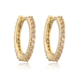 Minimalistische goldene Creolen mit Champagner-Zirkonia und poliertem Finish - Gold Champagner Stein
