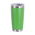 Green 20oz double-wall stainless steel insulated travel tumbler with clear lid - Powder Coated Apple Green