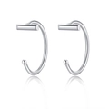 Minimalist S999 sterling silver cat-shaped ear hooks with a polished silver finish - Bar