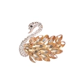 Goldene Schwanenbrosche mit champagnerfarbenen Kristallen und elegantem Hals - Champagner Schwan Stil (BR1209-4)
