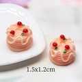 Macro detail of miniature resin cake model with dimensions measuring 1.5x1.2cm - Pink Heart Strawberry