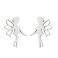 Elegant silver butterfly fairy silhouette stud earrings in stainless steel for women - Fairy / Steel