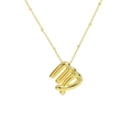 Golden 3D puffed Virgo zodiac symbol pendant on a delicate satellite chain necklace - Virgo