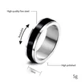 Men's 6mm black and silver rotatable stainless steel stress relief spinner ring - US 7 / Black and White