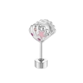Silver shell earring with pink star pattern and gemstone inlay on white background - Pearl (Single)