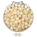 Round cream resin beads with cat eye luster for DIY handmade jewelry and bracelets - 12mm / Beige