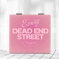 Pink faux leather foldable mirror with white aesthetic typography and metal hinges - Pink-Dead End Street