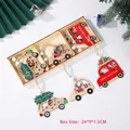 Three Christmas wooden car ornaments in a divided box with sizes 24x9x1.5cm - 9PC Car Style Set
