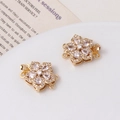 Detail of gold peach flower clasp with micro-set zircon for pearl bracelet DIY projects - 02# White Double-Row Clasp