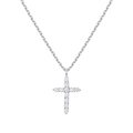 925 sterling silver cross pendant necklace featuring shimmering pavé set cubic zirconia - White Gold