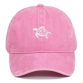 Gorra de béisbol de algodón lavado rosa con bordado de tortuga blanca central - Rosa