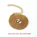 Detail showing 2.0mm gold mesh chain with lobster clasp and adjustable extension chain - 2.0*450+50mm / Gold