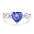 Anello in argento 925 con grande zircone blu a forma di cuore e fascia traforata - US 6 / Blu Tanzanite (FDJZ-118)