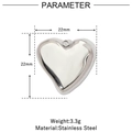Poliertes Edelstahl Herzanhänger Größe 22mm x 22mm mit Produktparametern - VG737-Glattes Herz