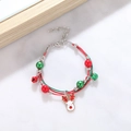 Close-up of adjustable Christmas bracelet with reindeer charm and colorful jingle bells - Style H Red Nose Reindeer