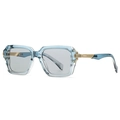 Retro pilot sunglasses featuring light blue transparent frames and gold metal temples - C6 Light Blue Gray Gradient Lens