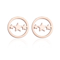 Rose gold hollow circle and star stud earrings with a elegant reflective finish - 189-Star Wave / Rose Gold
