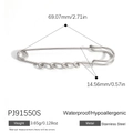 Waterproof stainless steel safety pin pendant with anti-allergy silver finish - Silver 4-Loop Pin (PJ91550S(4-Loops)) / 18K Gold Plated