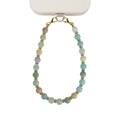 Cordino per telefono in pietre naturali 8mm, colori macaron e moschettoni dorati - Amazonite