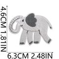 Detailed grey elephant embroidery patch showing 6.3cm x 4.6cm dimensions on white background - No.7 Elephant