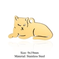 Golden cat shaped stainless steel pendant charm in 9x19mm size for DIY jewelry - Gold Cat (5Pcs/Pack)