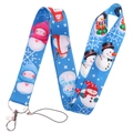 Cordino blu con stampe festive di pupazzi di neve e moschettone in metallo - Pupazzo di neve cartone animato blu brillante (Solo cordino)