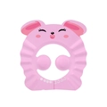Waterproof baby shower cap with ear protection in soft blue silicone material - Rabbit Bath Hat Pink