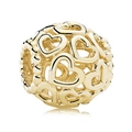 Golden heart-shaped hollow charm bead with intricate cutout design for DIY jewelry - 040-Hollow Heart Spacer