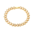 Luxury gold tennis bracelet with oval-cut cubic zirconia and secure folding clasp - Bracelet / Gold