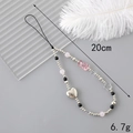 Colgante para móvil Y2K con cuentas de cristal, corazón y oso rosa, largo 20 cm - Cadena de Teléfono Oso + Corazón (K3274)