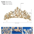 Dettaglio corona da sposa dorata con strass, dimensioni 14 cm di diametro e 6,2 cm altezza - Oro