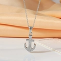 Silver stainless steel anchor necklace with sparkling cubic zirconia stones for women - Titanium Steel/Zircon / Silver Full Zircon Anchor-N0132S